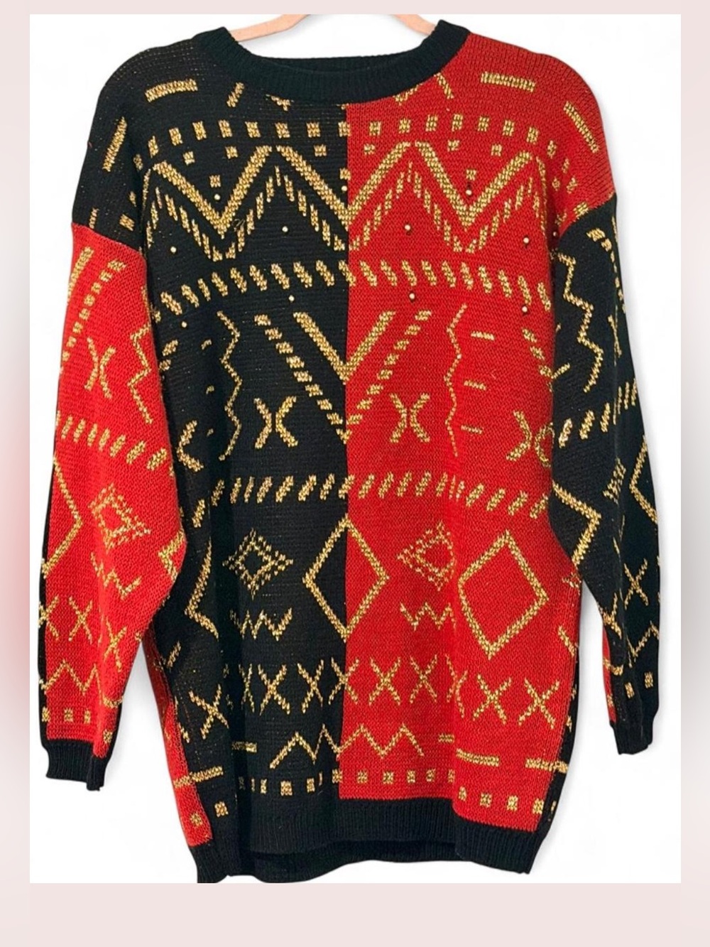 Vintage NWOT Maurada Large Geometric Colorblock Acrylic Sweater